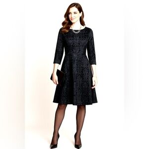 Barbara Bates vintage black women’s designer luxury embossed velour dress Size10